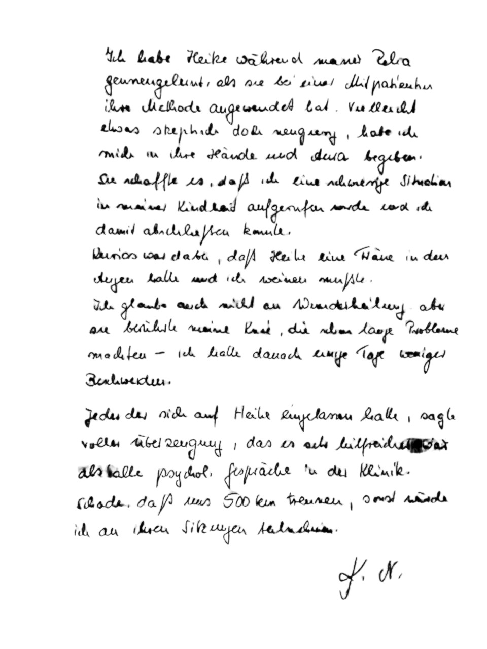 Rezension – handgeschriebener Brief